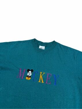 VTG Mickey Mouse Spell Out Striped Shirt Adult One Size Fits All (Large) 90s